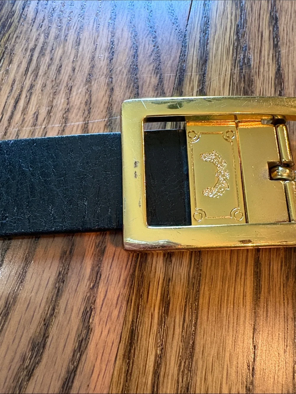 Antonio Melani black and brown reversible belt with gold tone buckle